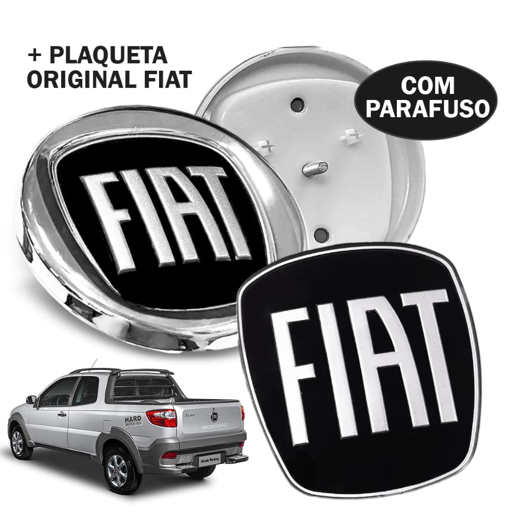 Kit Emblema Dianteiro Grade Traseiro Porta Malas Fiat Strada 2013 a 2020 Working Treekking Adventure
