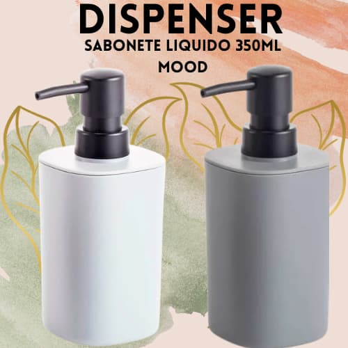 DISPENSER SABONETEIRA- SABONETE LIQUIDO 350ML - CINZA/BRANCO - MOOD