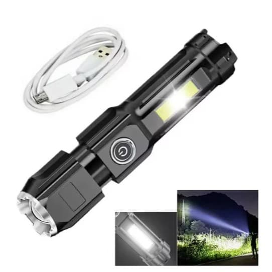 Lanterna LED Potente USB Recarregável 4 MODOS Led Portátil Com Zoom Longa Distancia