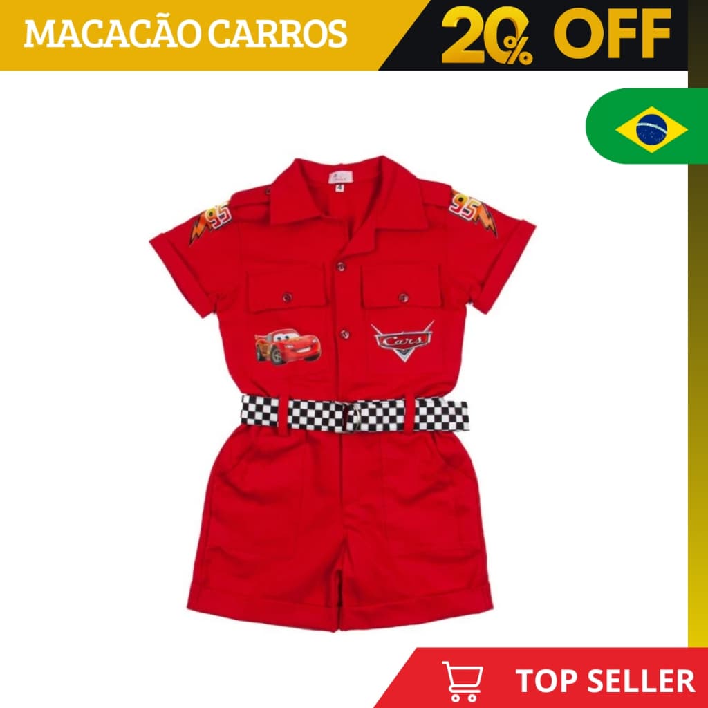 Macacao Infantil Masculino Carros Fantasia Para Festa