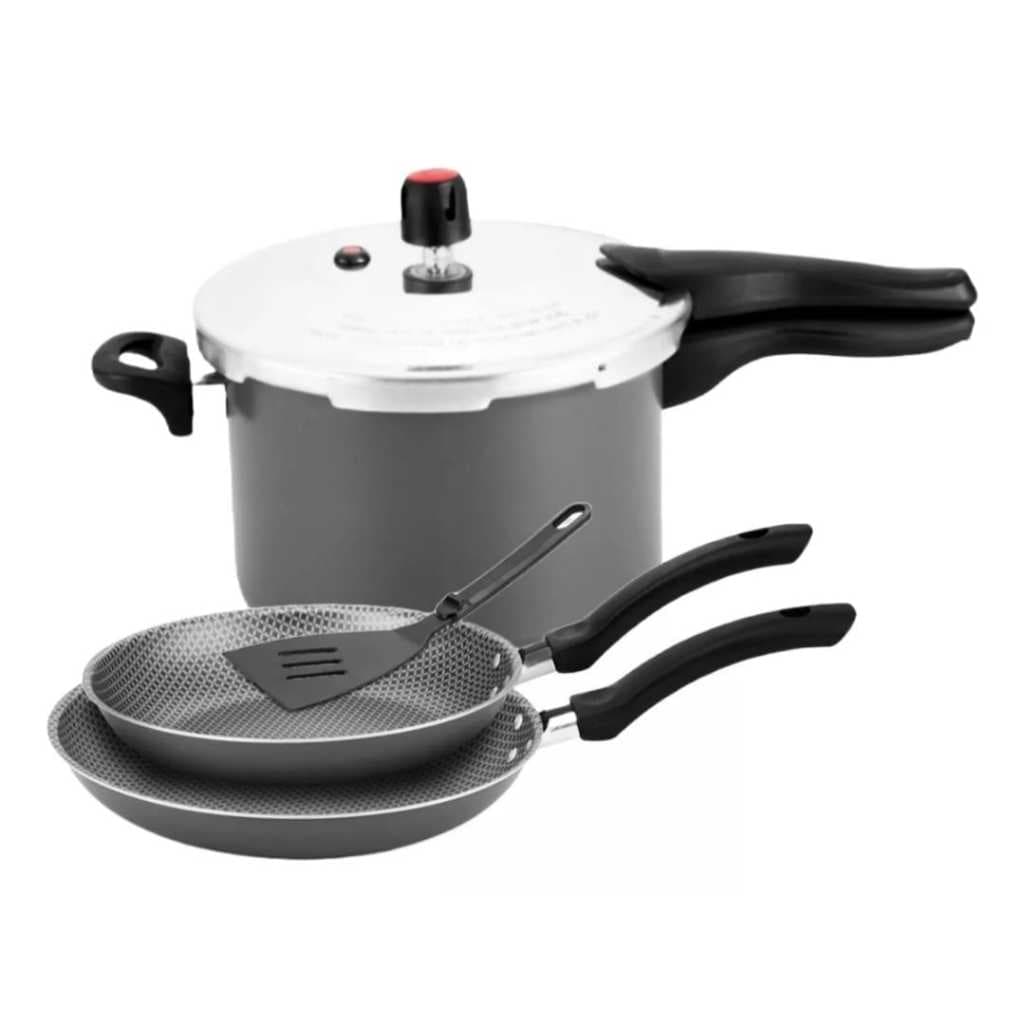 Kit Panela De Pressão 4,5l + 2 Frigideiras Antiaderentes