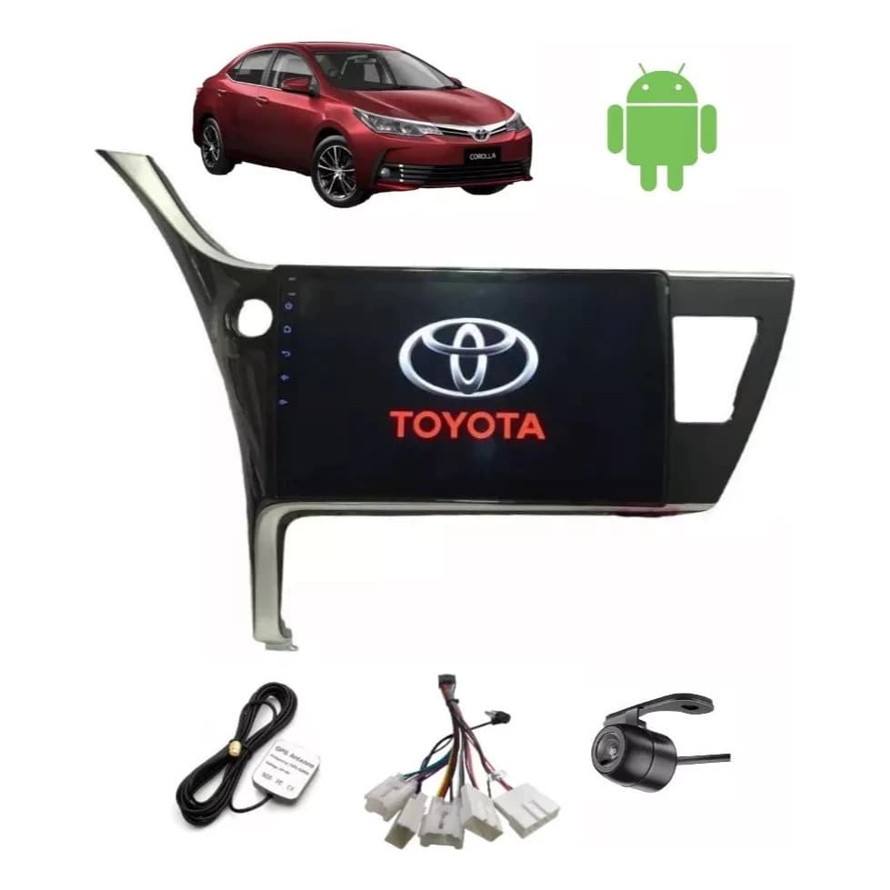 Central Multimidia Corolla 2018/2019 10 Polegadas Android 14 Carplay Com Moldura + Camera de Ré