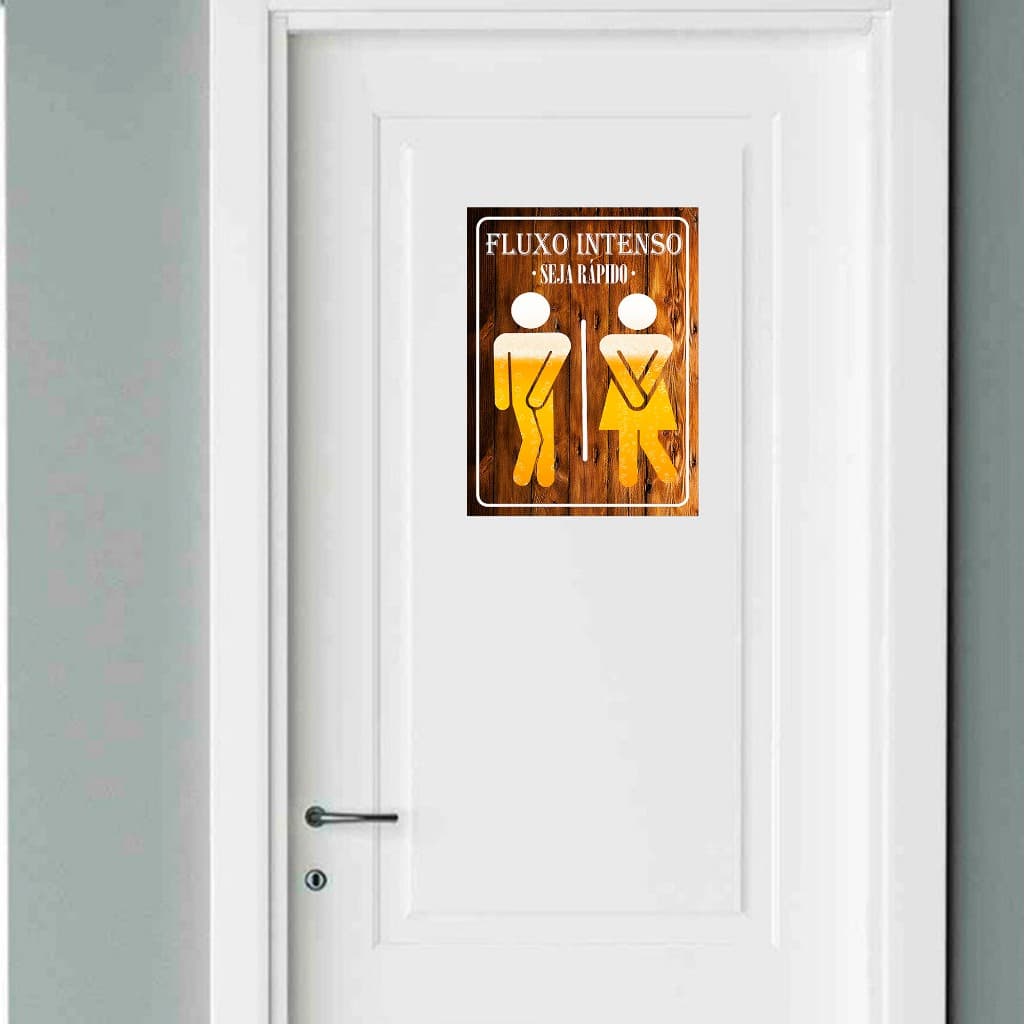 Quadro Placa Decorativa para Banheiro Marrom Churrasqueira Engraçada Cerveja Bar Area