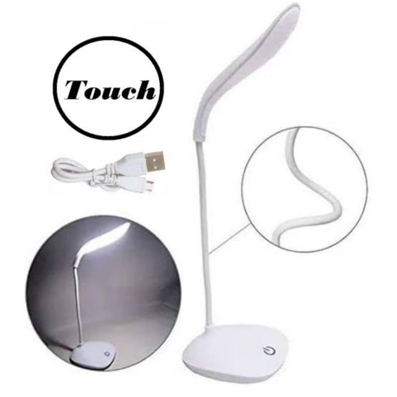 Mini luminária ajustável LED de mesa touch sem fio e recarregável Branca