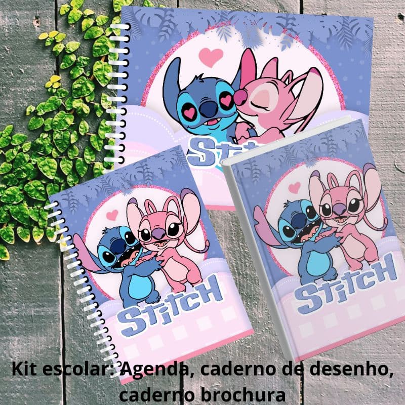 Kit Escolar STITCH, Agenda e Caderno Personalizado com Nome