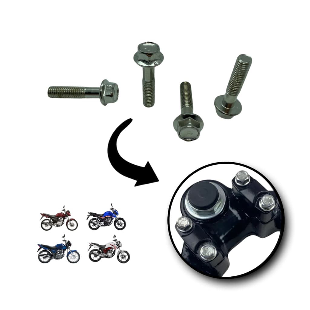 Parafuso Cromado Mesa Guidão CG Fan Titan Start 125 150 160 Kit Com 4 Parafusos