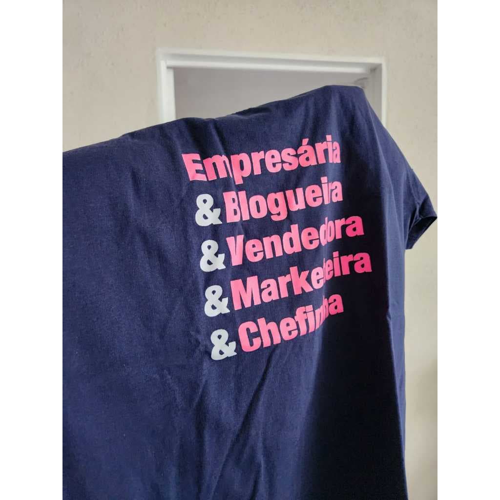 Blusa camiseta 100% algodão azul empresária chefinha empreendedora