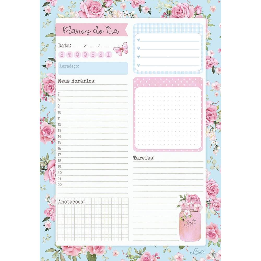 Planner Diário Organizador De Tarefas Floral Feminino Papelaria Fofa Criativa