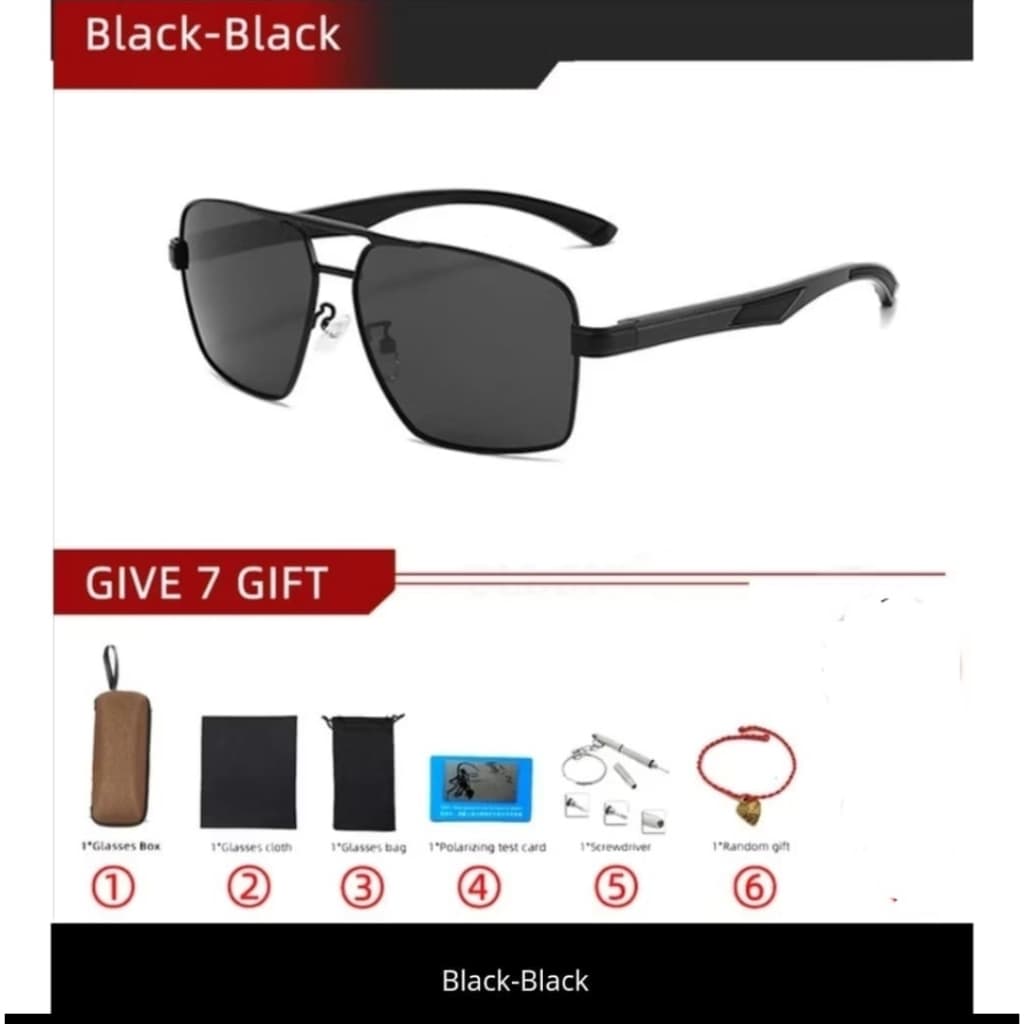 Óculos de Sol YSYX Masculino Alumínio Polarizado UV400 todo preto