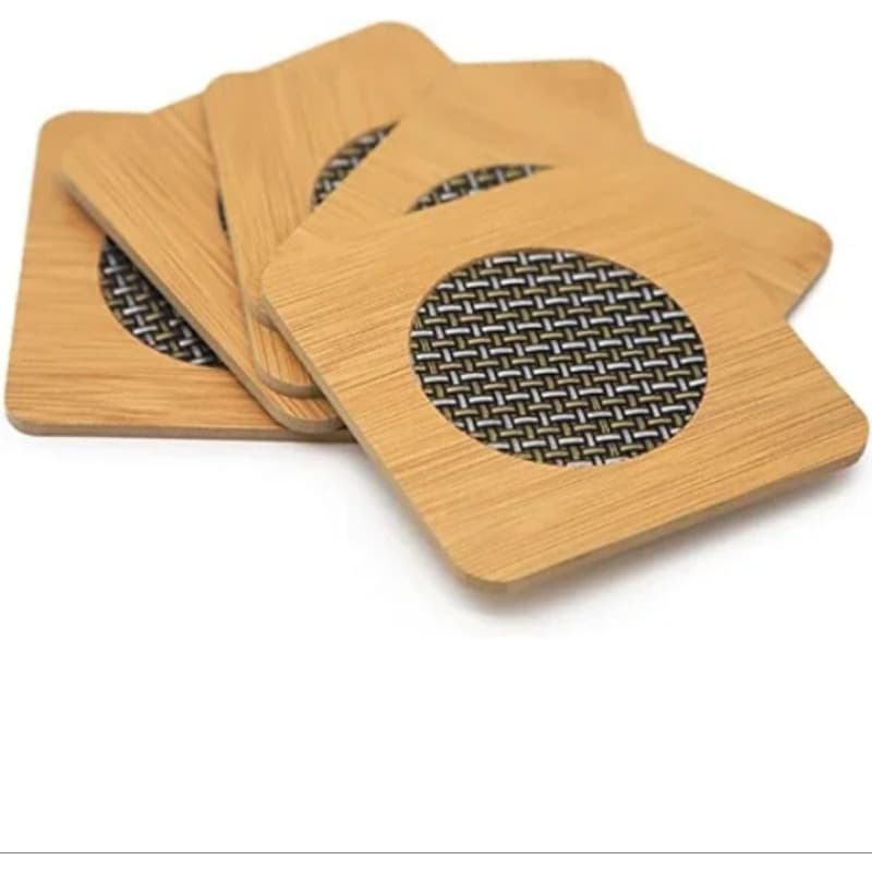 Porta Copo Suporte Bebida Bambu 4pçs
