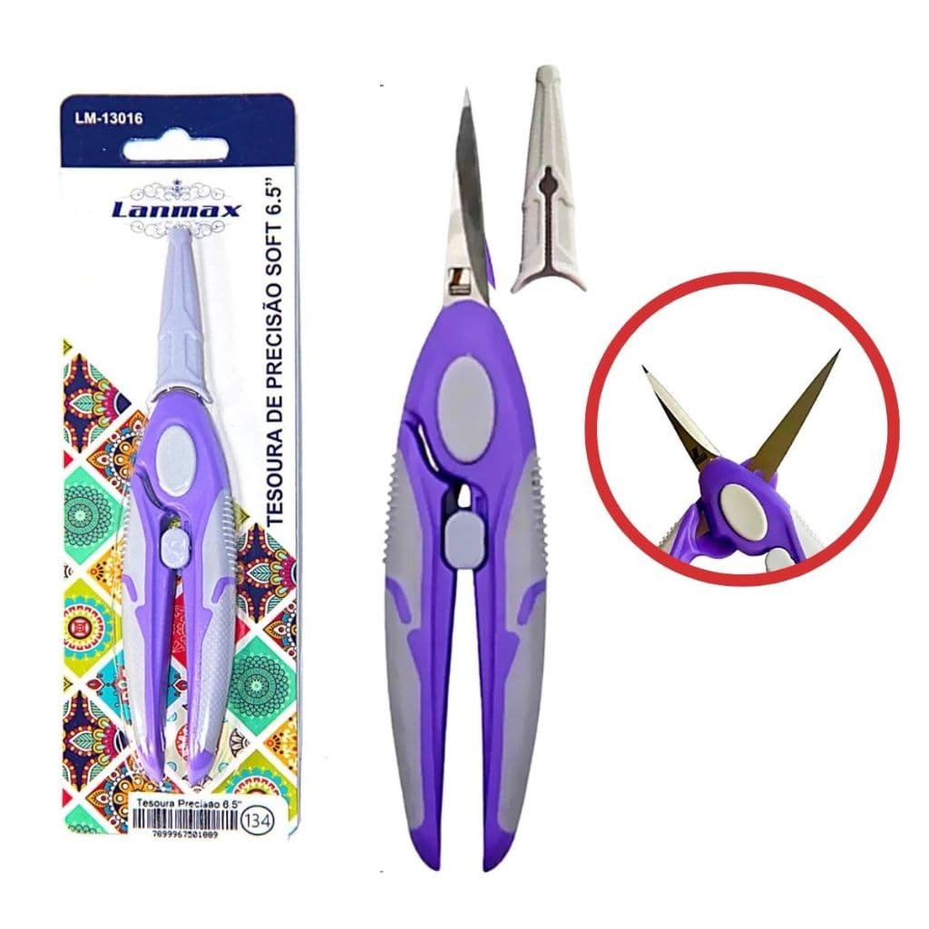 Tesoura De Precisão Cabo Soft Com Mola 6,5" Cabo anatômico com tampa