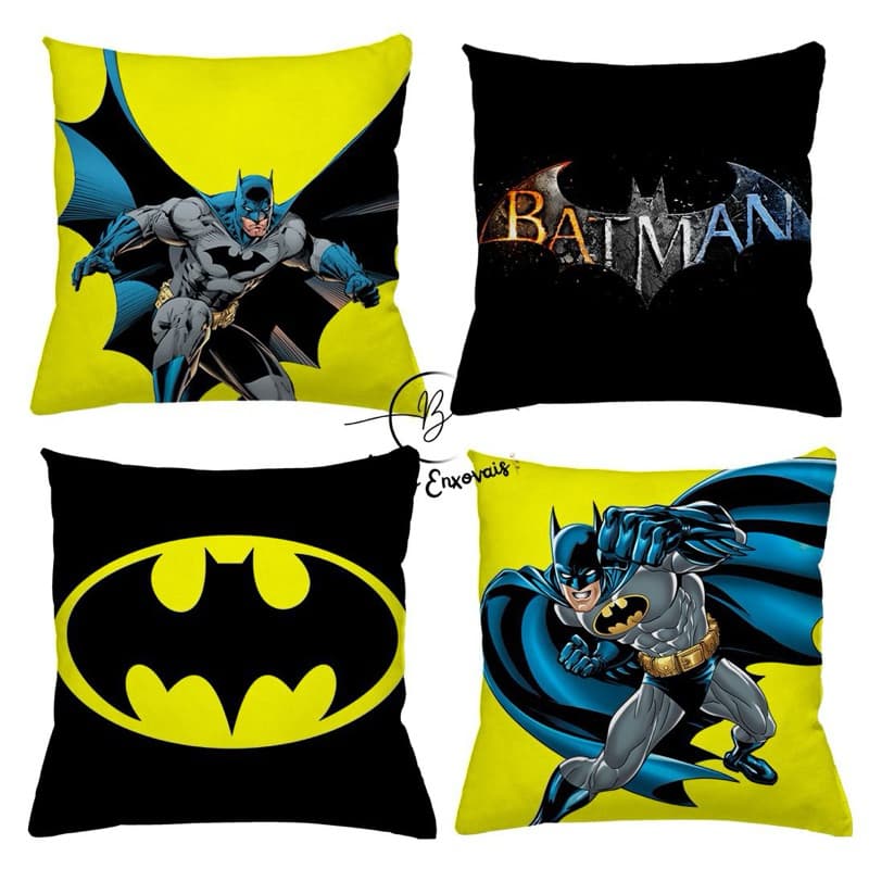 KIT 4 CAPAS DE ALMOFADAS DECORATIVAS BATMAN  - TAMANHO 45X45