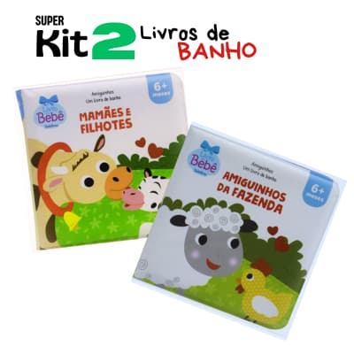 Kit 2 Livros de Banho - Mamães e filhotes e Amiguinhos da fazenda