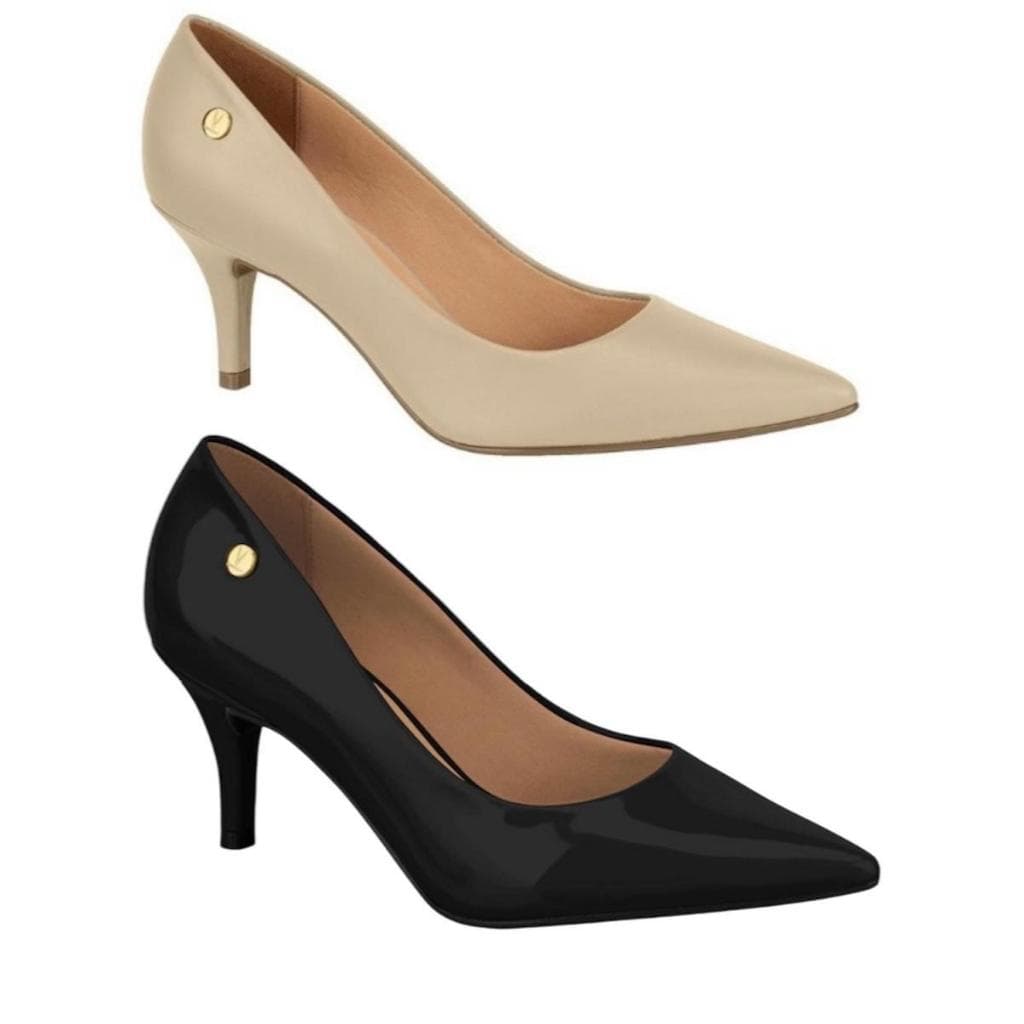 Scarpin Vizzano Bico Fino Feminino Salto 7CM Médio Baixo Fino Macio Confortável Original 1185.702