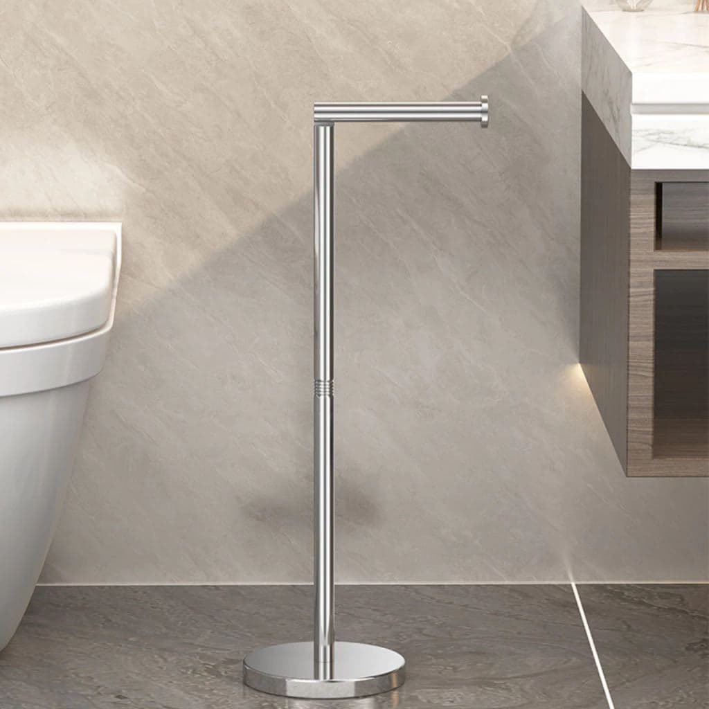 Porta Papel Higiênico Papeleira De Chão Toalheiro Inox Para Banheiro Lavabo Com Reserva Girar 90 Grarus  Decorar Em Casa