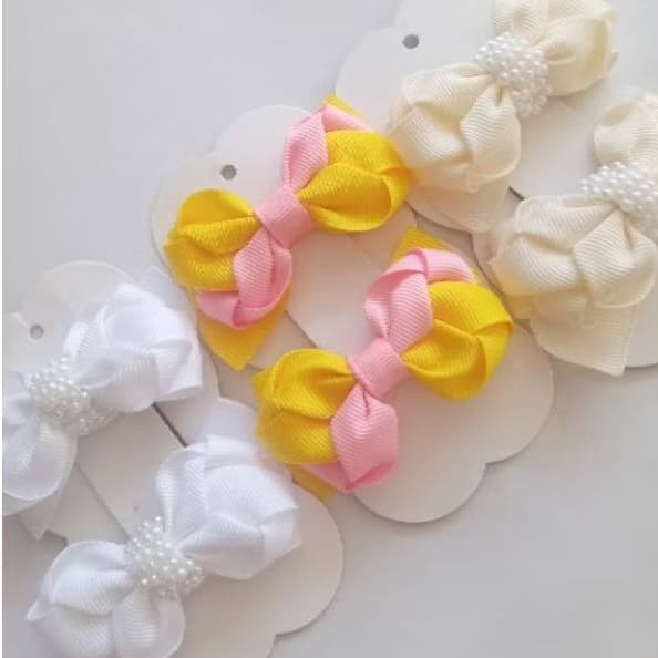 Laço de cabelo infantil kit com três pares de laço para meninas