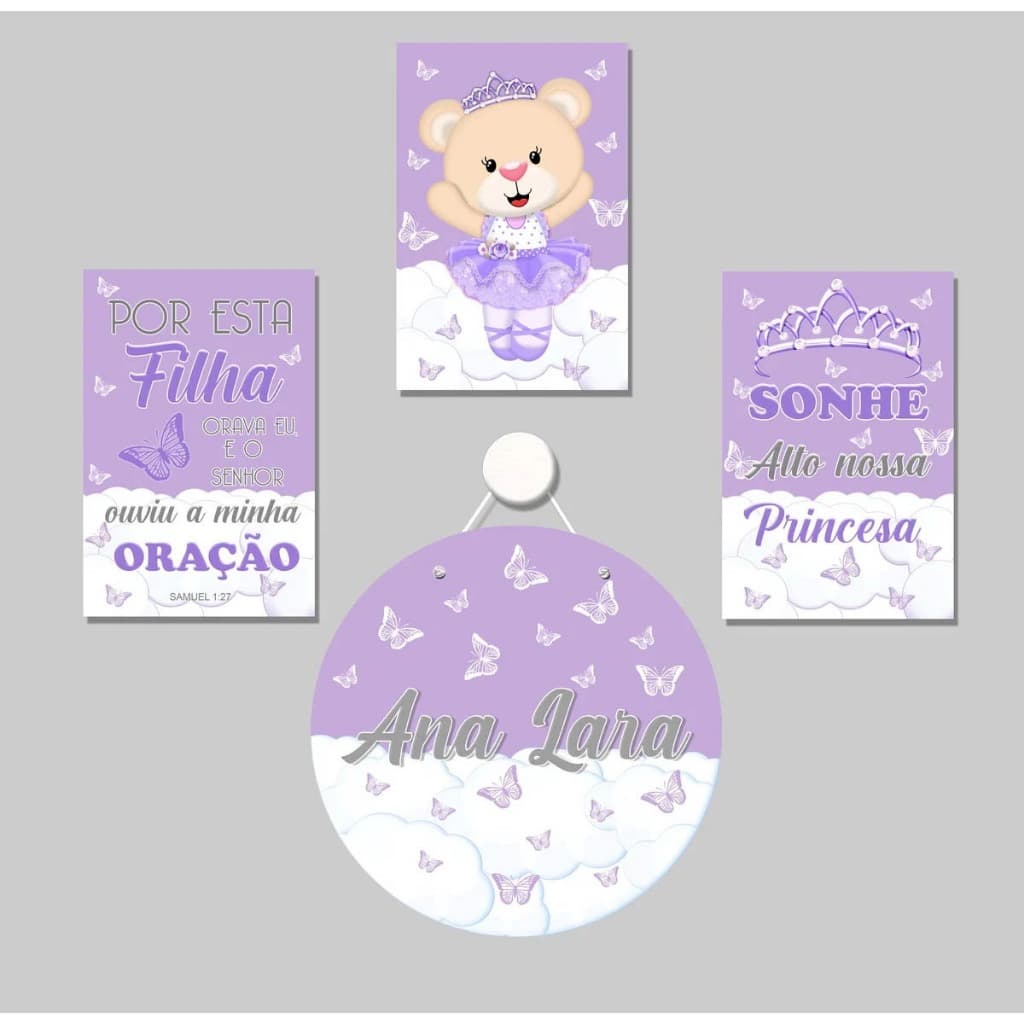 Quadro Decorativo Bailarina Sonhe Alto Nome personalizado Quarto Infantil