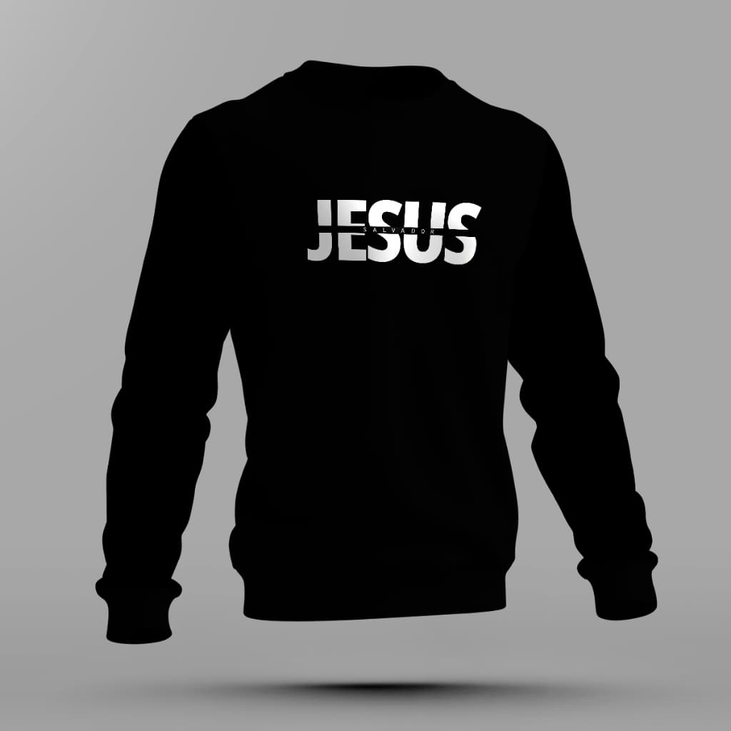 Moletom Gola Redonda " Jesus Meu Salvador " Flanelado Super Confortavel Tecido Premium