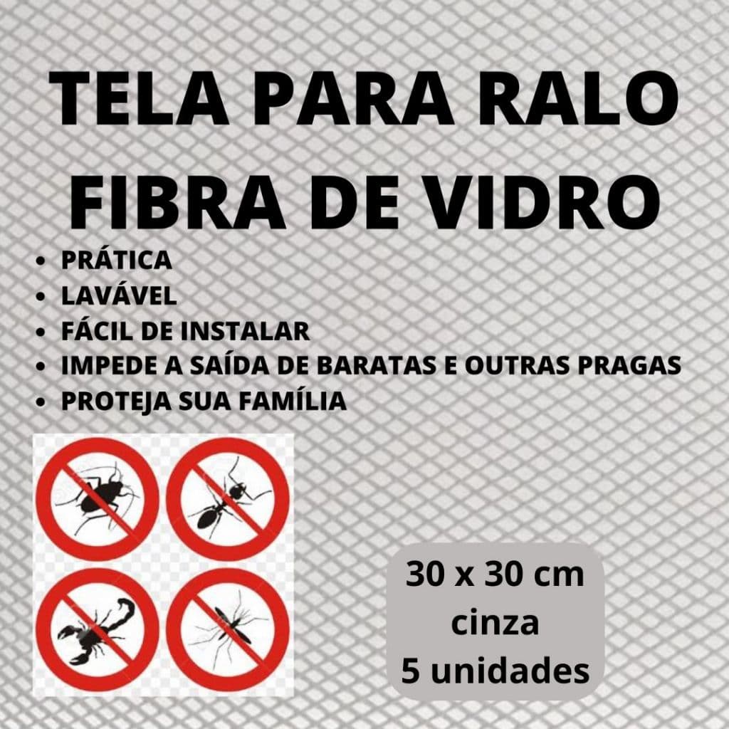 Tela Para Ralo 30 x 30Cm Fibra De Vidro com 5 unidades