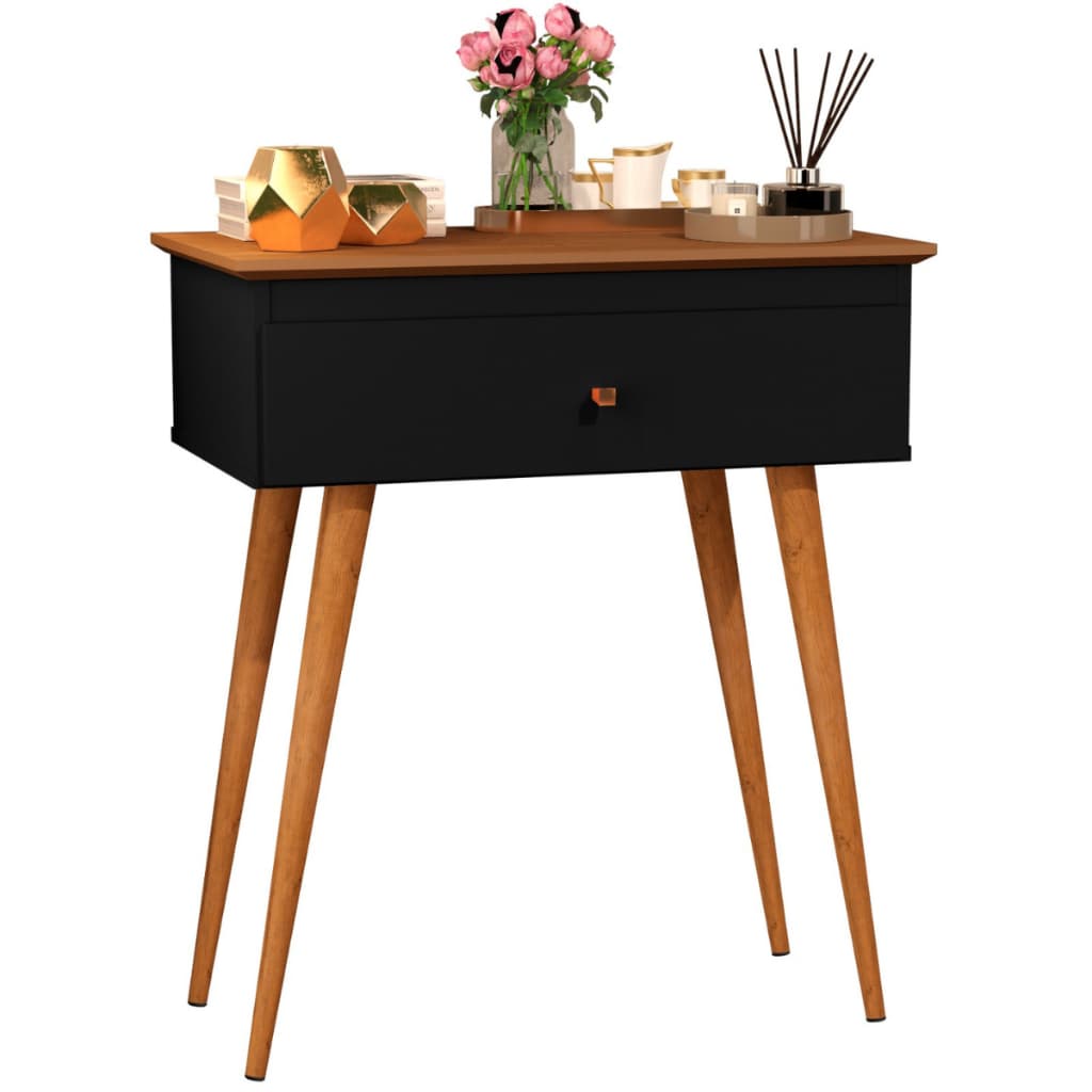 Aparador Europa Buffet Sala Mesa Cantinho Decoração c/ Gaveta Madeira MDF cor Preto Freijó