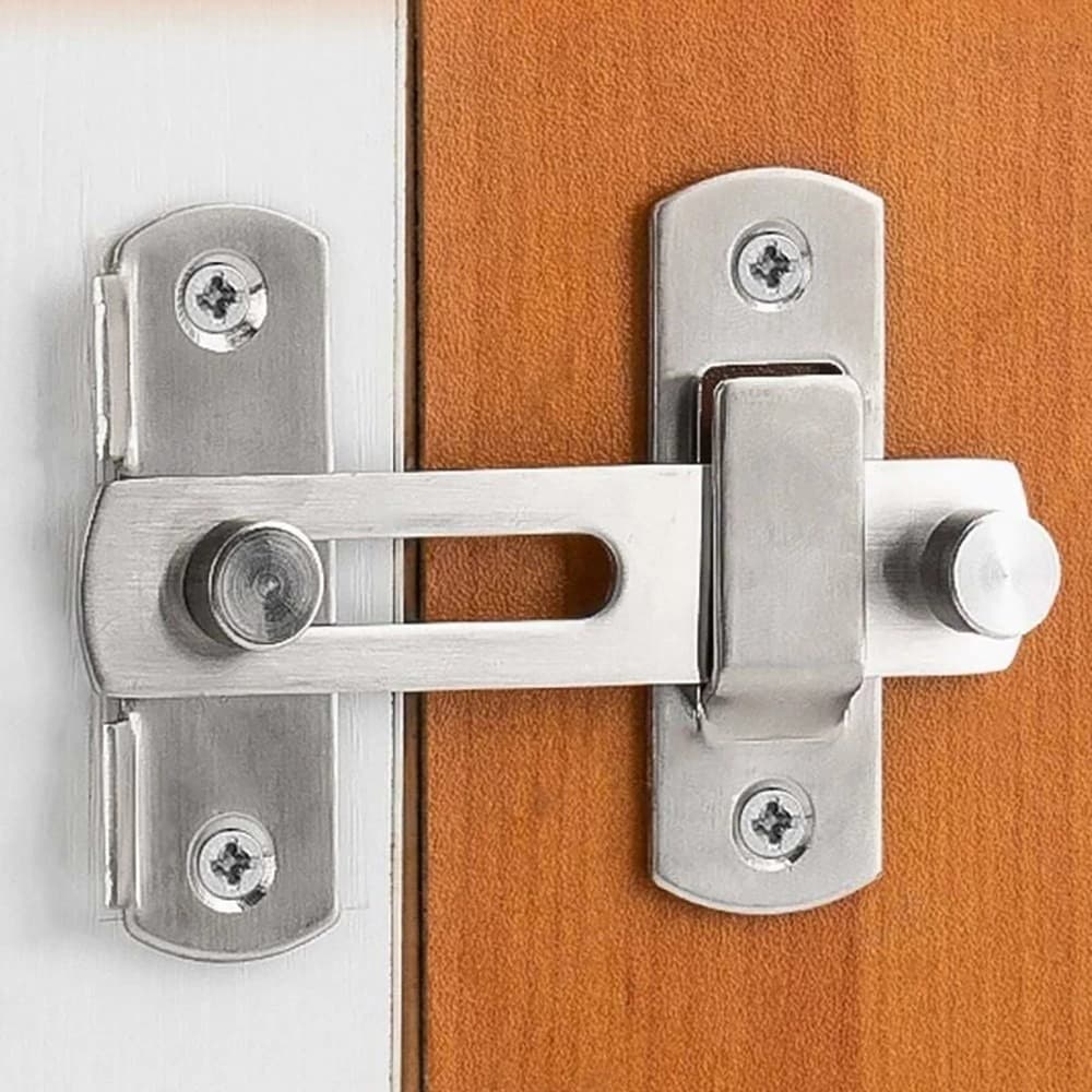 Trava Fecho Fechadura de Porta Aço Inoxidável 180° Trinco Tarjeta Ferrolho