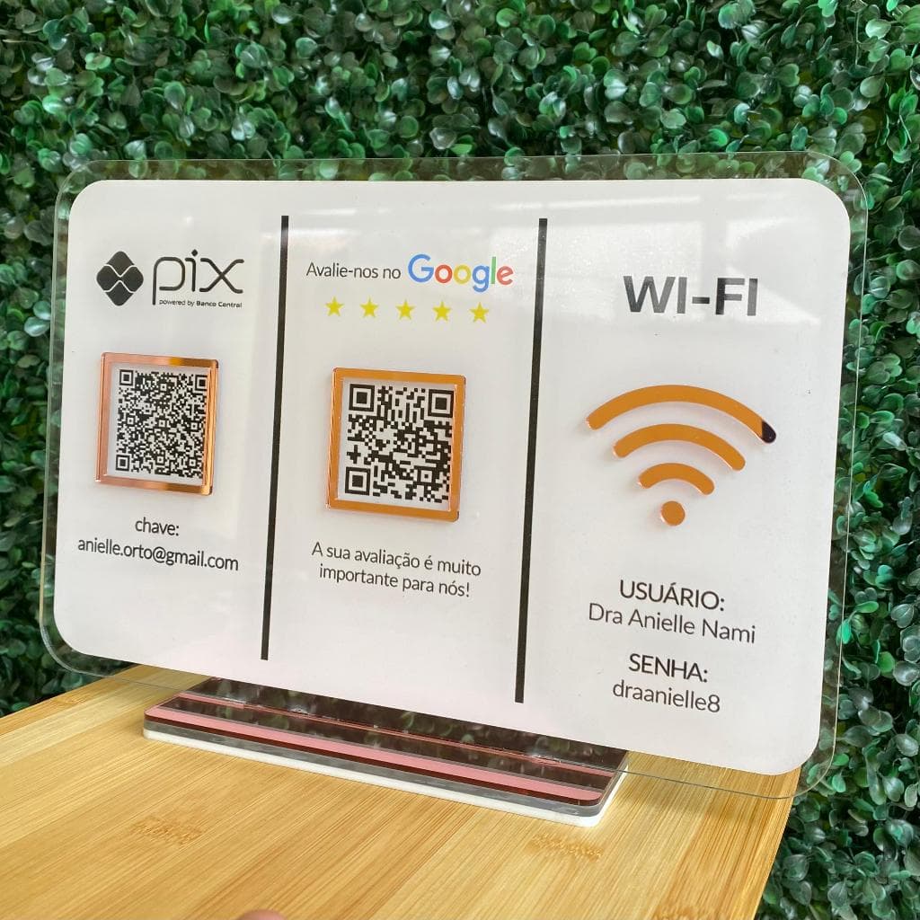 Placa Leitura QR Code Acrílico Espelhado Personalizada