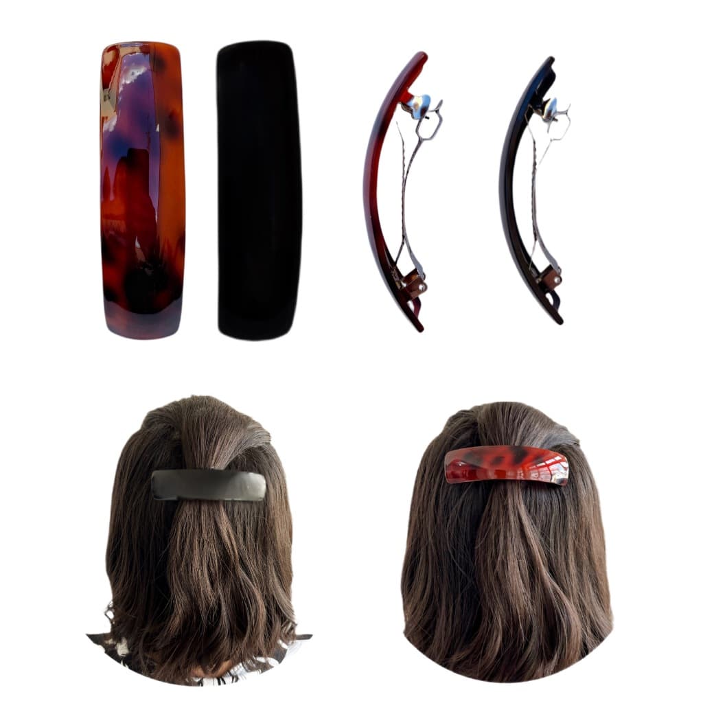2 Presilhas Retangular Prendedor Para Cabelo Fivela Metal Mola Clip Geométrica