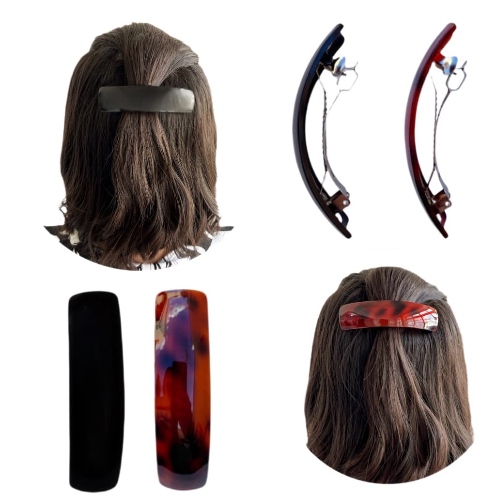 4 Presilhas Retangular Prendedor Para Cabelo Fivela Metal Mola Clip Geométrica