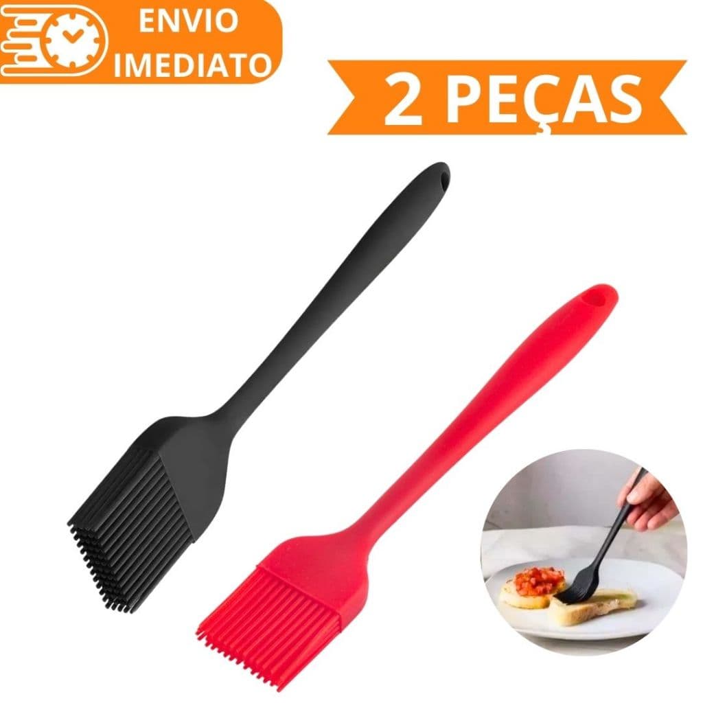 KIT 2 Pincel de Silicone Antiaderente 26cm Para Casa Cozinha Restaurante Buffet Bolo Confeitaria Oleo Carne Massa