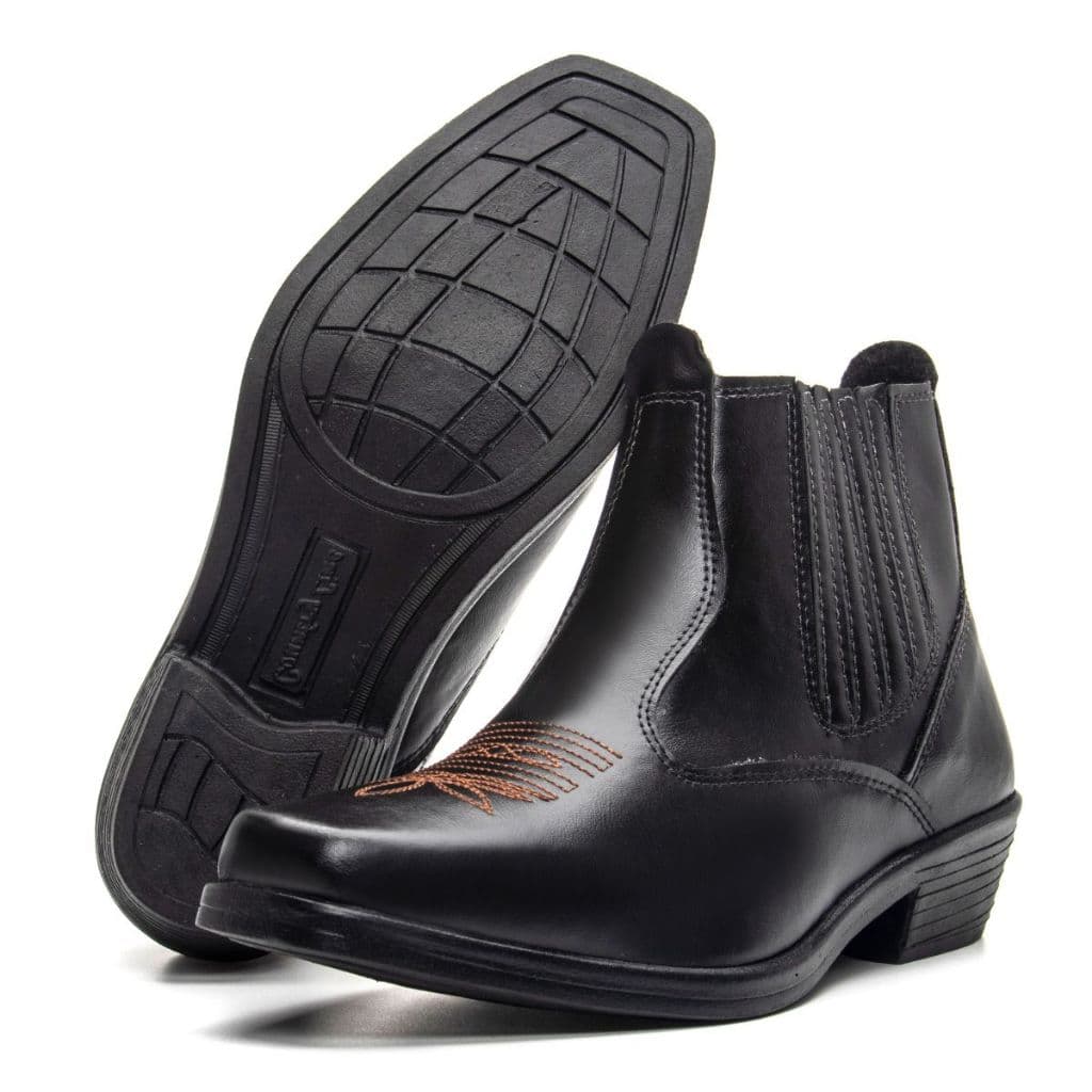 Bota Botina Masculino Coutry Detalhe em Bordado Chelsea  Com Solado De Borracha