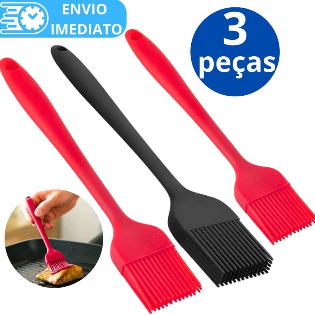 KIT 3 Pincel de Silicone Antiaderente GRANDE Para Casa Cozinha Restaurante Confeitaria Oleo Carne Massa