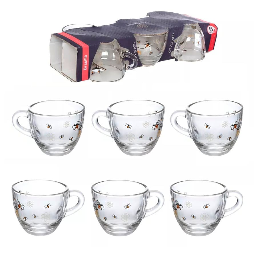 Jogo De Xicara De Vidro Para Café Honey Com 6 Peças 55ml