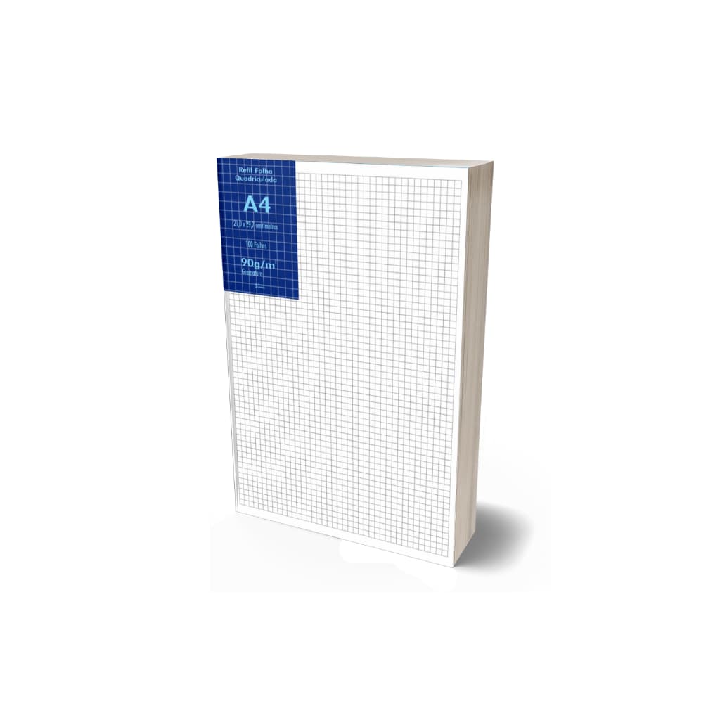 Papel A4 Offset Branco 90g Quadriculado 100 Folhas 21x29,7cm
