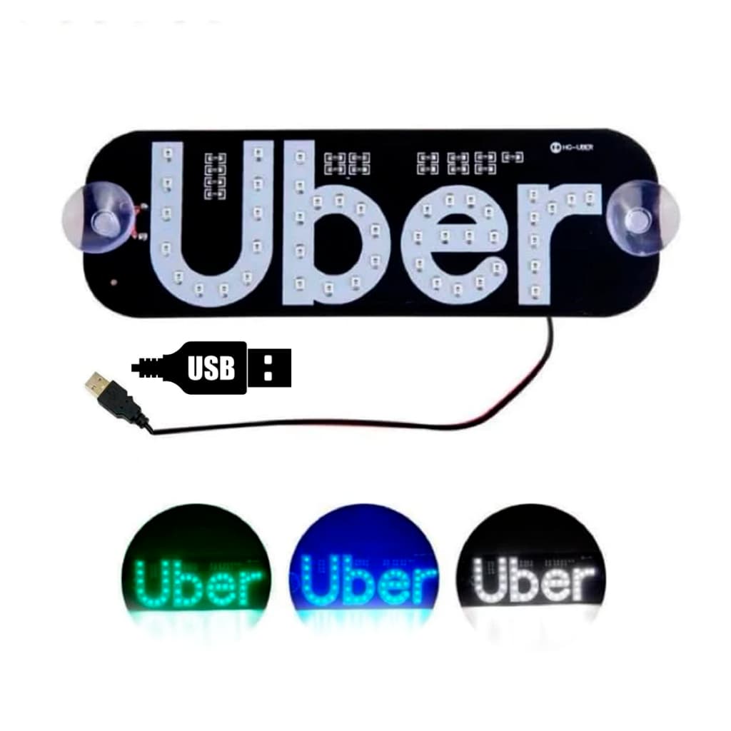 Placa Led Motorista Aplicativo Painel Letreiro Luminoso Vidro Para-brisa LED USB Carro