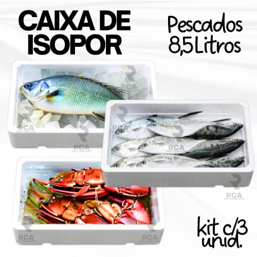 3 Caixas De Isopor Eps 8,5 Litros Para Pescados E Alimentos