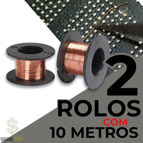 Kit 2 Fio Jumper Soldável em Cobre Esmaltado Reparo e Manutenção em Placa de Celular Notebook Tablet