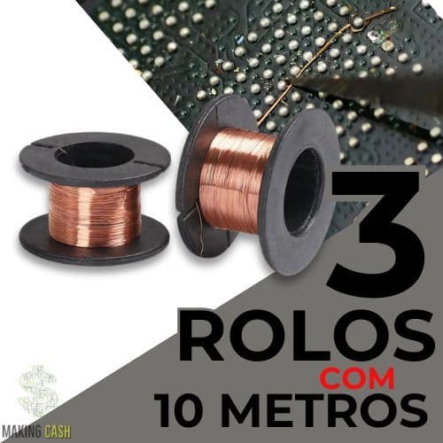 Kit 3 Fio Jumper Soldável em Cobre Esmaltado Reparo e Manutenção em Placa de Celular Notebook Tablet