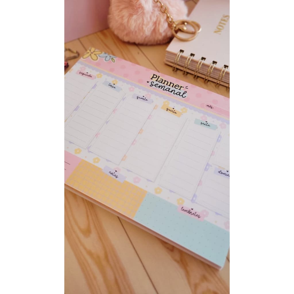 Bloco Planner de mesa Planejamento Semanal destacável A4 c/ 50 folhas