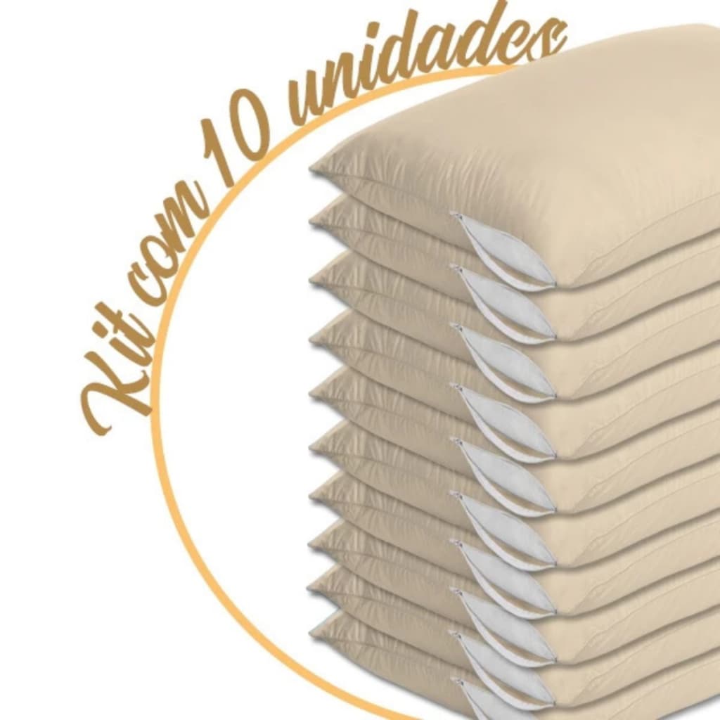 Capa Travesseiro Bege Kit Com 10 Capas