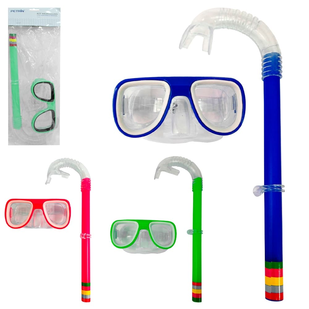KIT OCULOS DE NATACAO / MERGULHO MASCARA + SNORKEL COM 2 PECAS Código 3385608