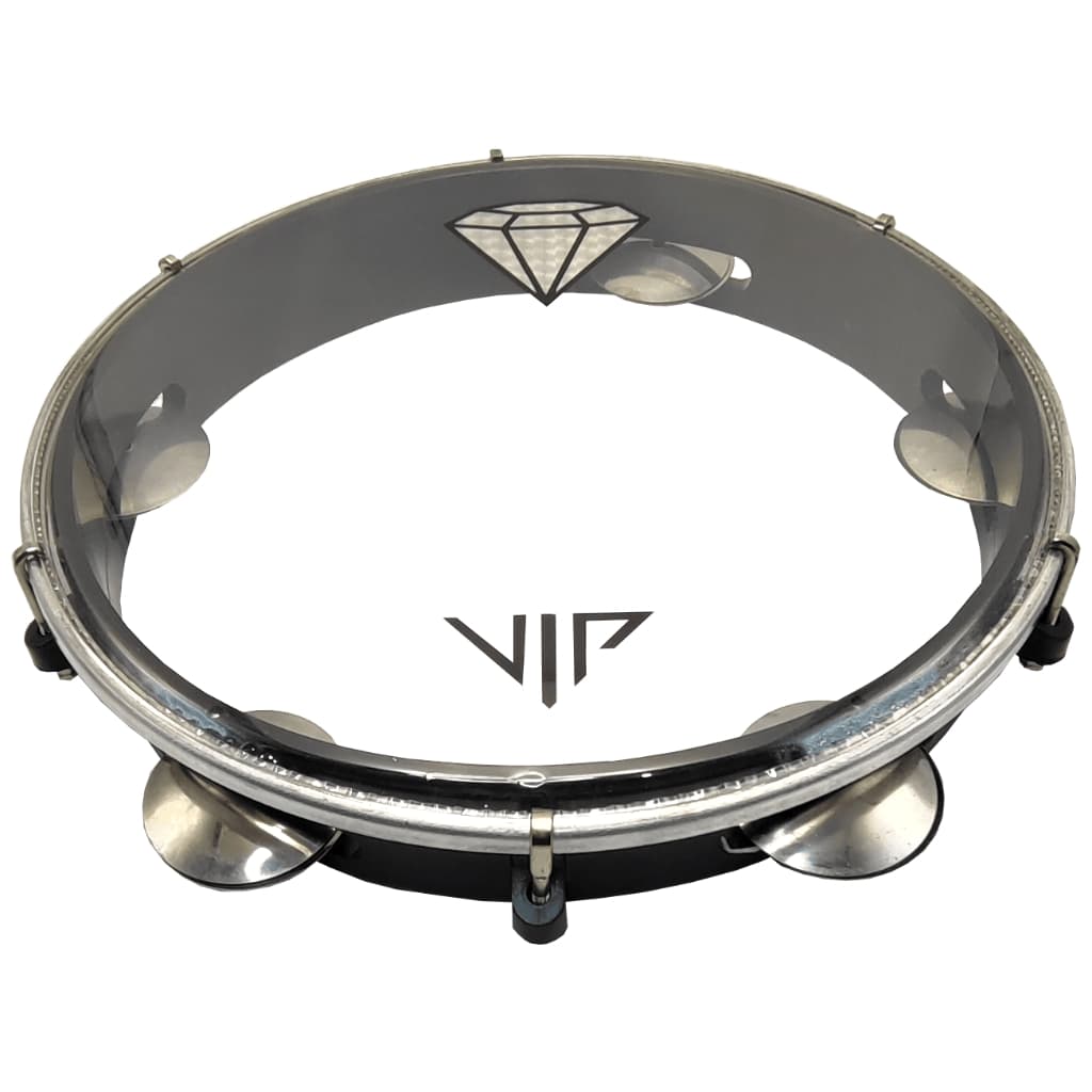 Pandeiro Profissional Vip Preto 10 Cristal Diamante Holografico Transparente