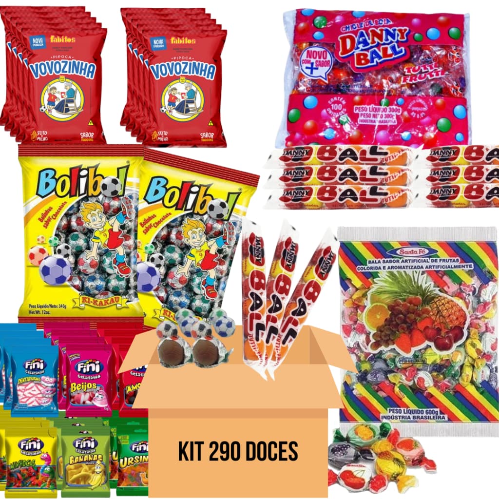 Kit 290 Itens P/ Sacolinhas Surpresa Festa Doces Guloseimas