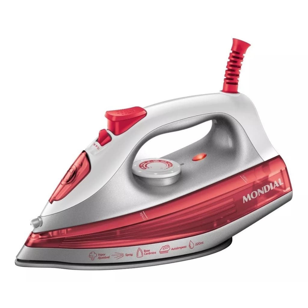 Ferro de Passar Roupa a Vapor Mondial FVN-01-O 1200W Base Cerâmica Diamante Vapor Contínuo Spray Autolimpeza