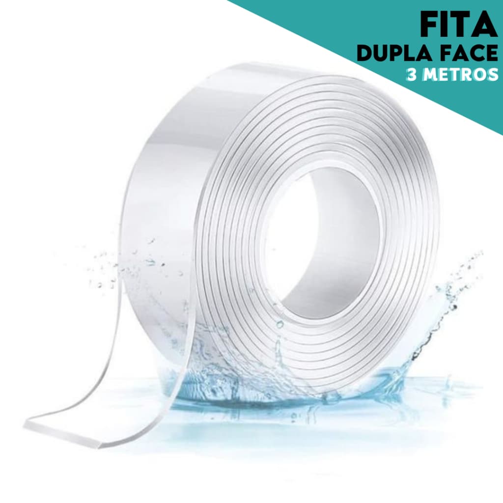Fita Dupla Face Extra Forte Transparente NanoGel Silicone Mágica Adesiva - 3 Metros - AV