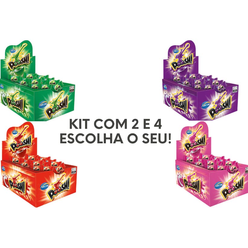 Caixa de Chiclete Poosh Kit 2 e 4 - Arcor 40 Uni C/caixa