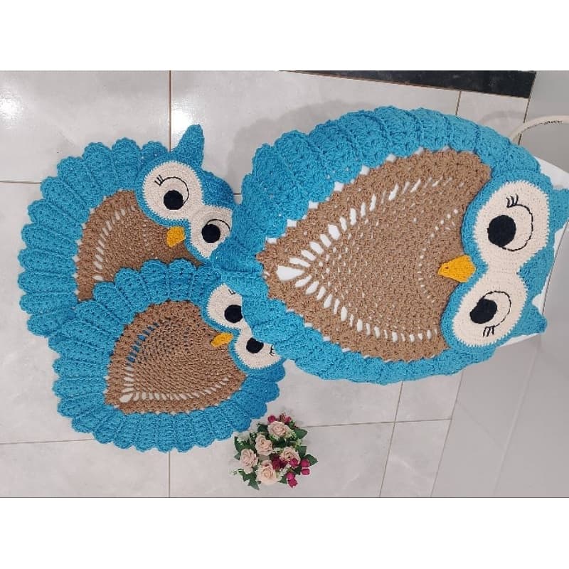 jogo de banheiro corujinha feliz em croche