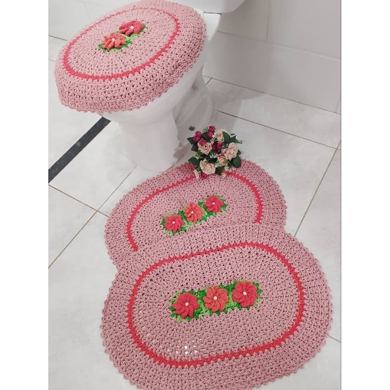kit 2 tapetes de banheiro em croche