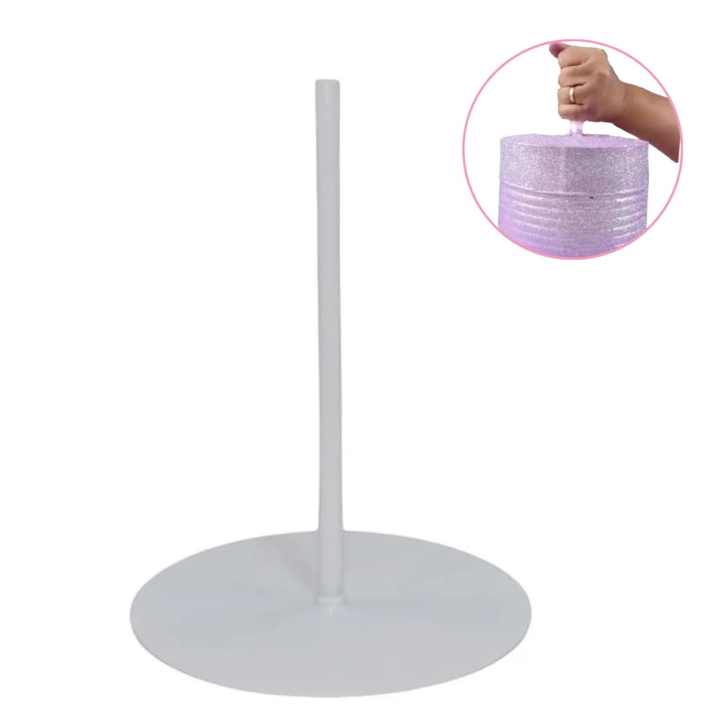 Guindaste De Bolo 21cm Disco E Varinha Para Andares Plástico Confeitaria Decoração Da P/ Cortar Vara