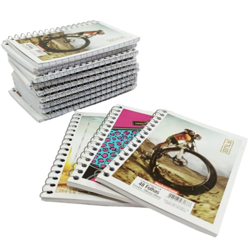 Kit 50 Caderneta Anotações Pequena 1/8 48 Folhas Capa Flex Bloco Notas Caderno Voltas Aulas