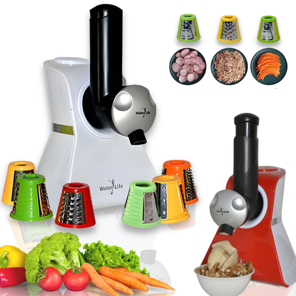Máquina de Sorvete e Ralador Elétrico 7 em 1 Automático Sorveteira Caseira Triturador Cortador De Legumes Vegetal Queijo